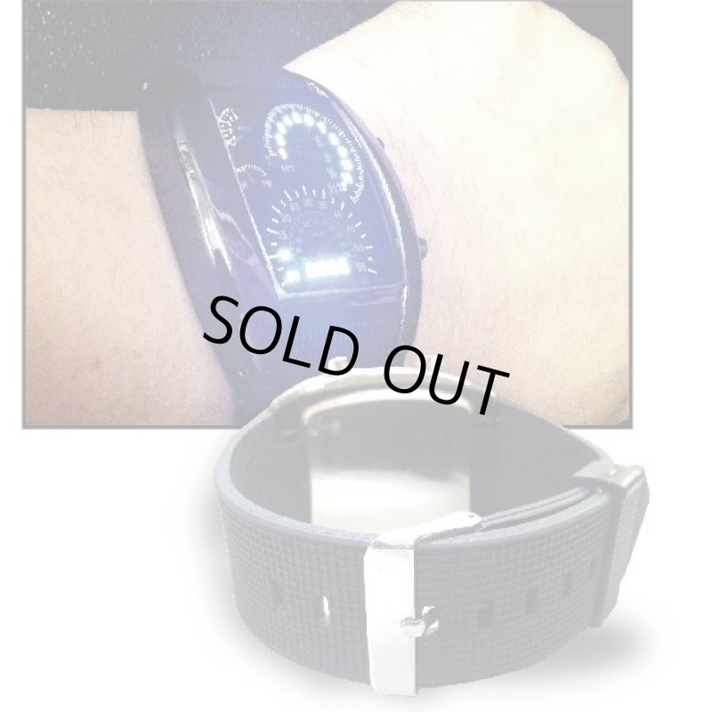 画像3: インパネブルーLEDウォッチSPEED(腕時計/カーデザイン/タコメーター/メンズ/カーマニア/光る/ラバーベルト) (3)