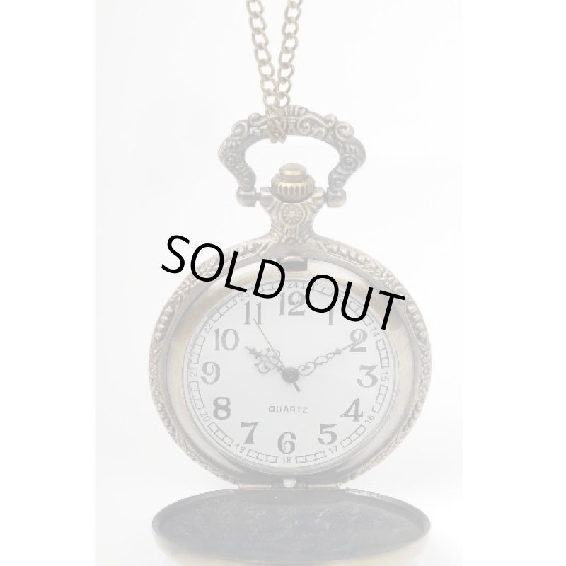 画像2: ふくろうの懐中時計ネックレス(アンティーク/不苦労/チェーン) (2)