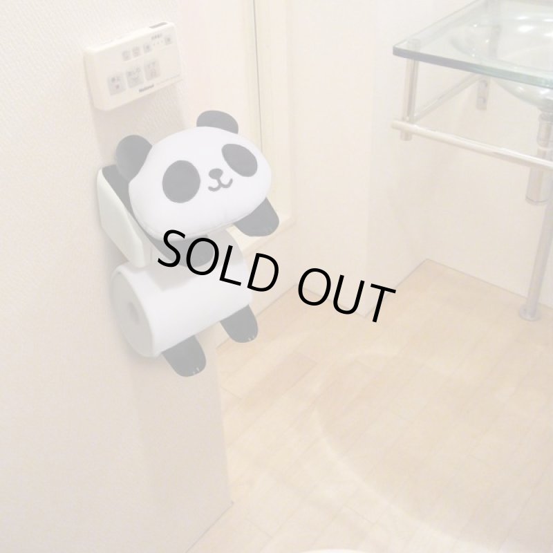 画像3: パンダロールペーパホルダー&トイレマット(可愛い トイレグッズ 2点セット ぱんだ フロアマット panda インテリア 白黒) (3)