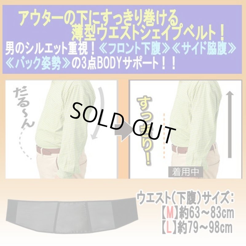 画像2: 薄型パワーネット「メンズベリーシェイプベルト」（ブラック）［1枚］ (2)