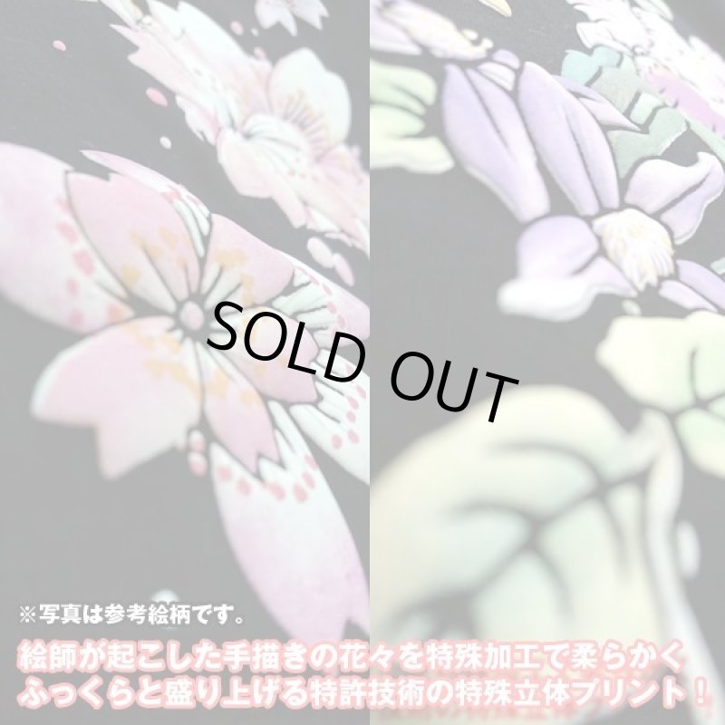 画像4: 手描き立体フラワープリント「レディースシルケット七分袖Tシャツ・バンダ」 (4)