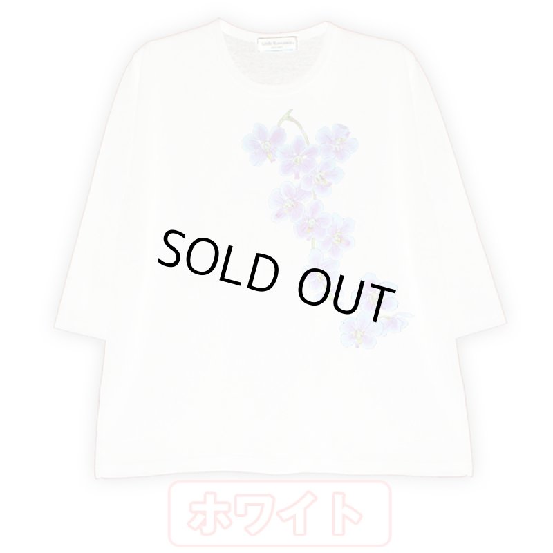 画像3: 手描き立体フラワープリント「レディースシルケット七分袖Tシャツ・バンダ」 (3)