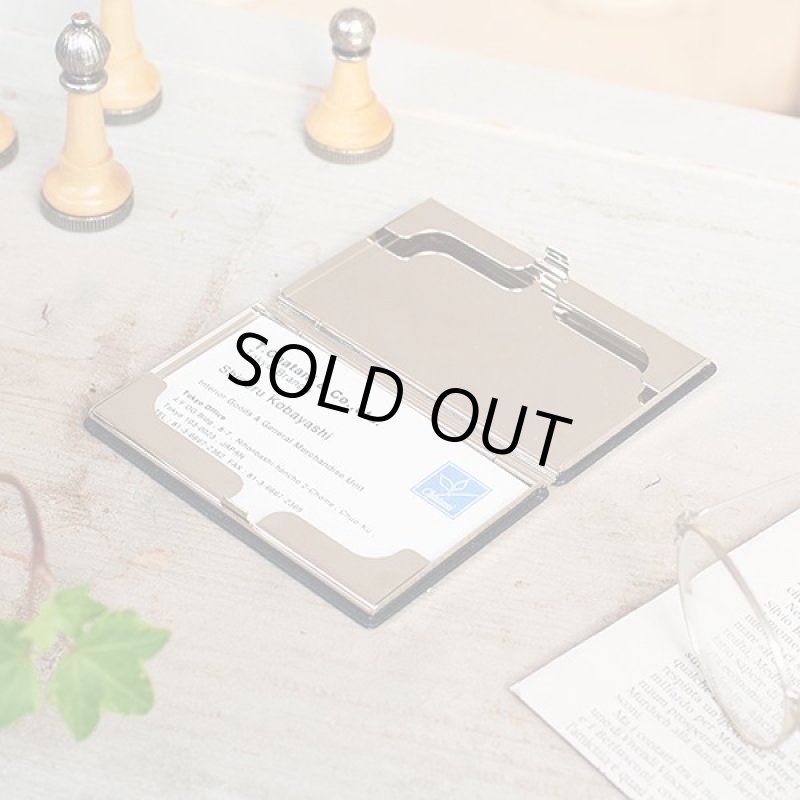 画像2: ブラックフェイクレザー・メンズ名刺入れ (2)