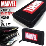 画像1: MARVELストリート3D刺繍ラウンドジップウォレットBK (1)