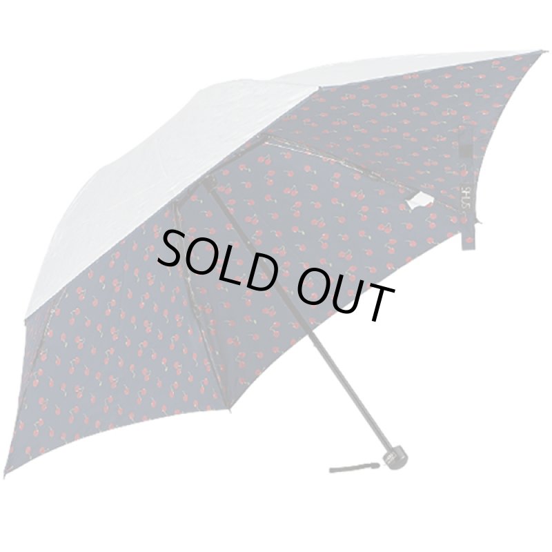 画像2: UV99%遮光&遮熱シルバー三つ折り傘(チェリー柄) (2)