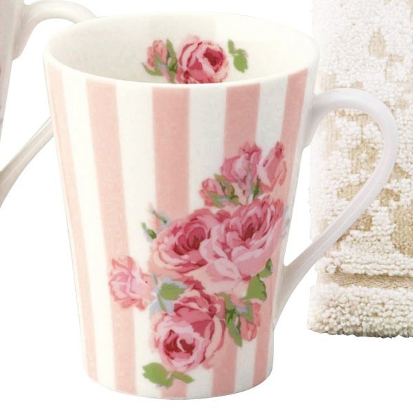 LAURA ASHLEYローラアシュレイ「クチュールローズ・タオル付ペアマグ