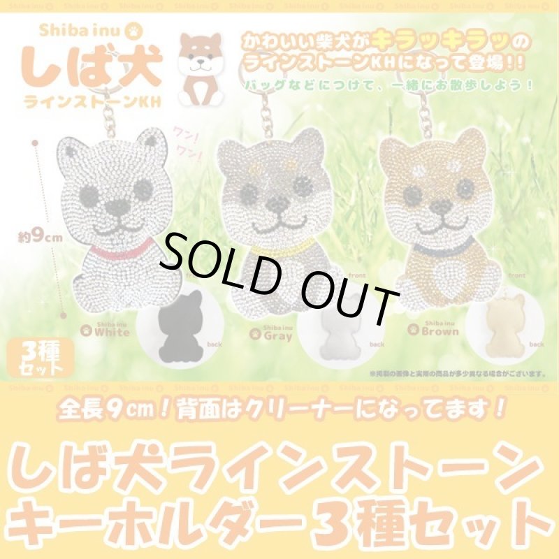 画像1: しば犬ラインストーンキーホルダー３種セット (1)