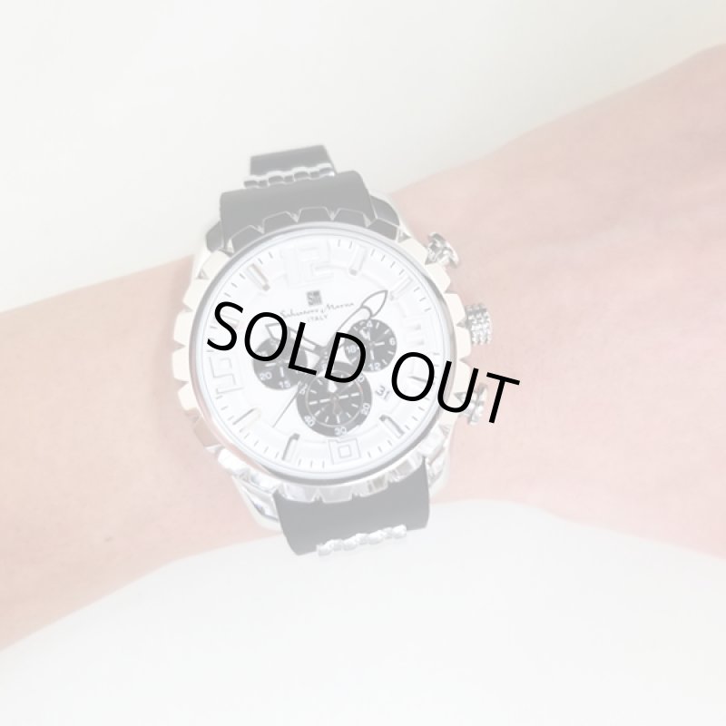 画像2: ラバーベルト&3DインデックスSalavatore Marraサルバトーレマーラクロノグラフウォッチ「SM15107」 (2)