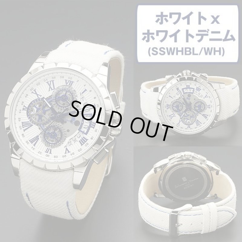 画像11: デニムベルト&歯車デザインSalavatore Marraサルバトーレマーラクロノグラフウォッチ「SM13119D」 (11)