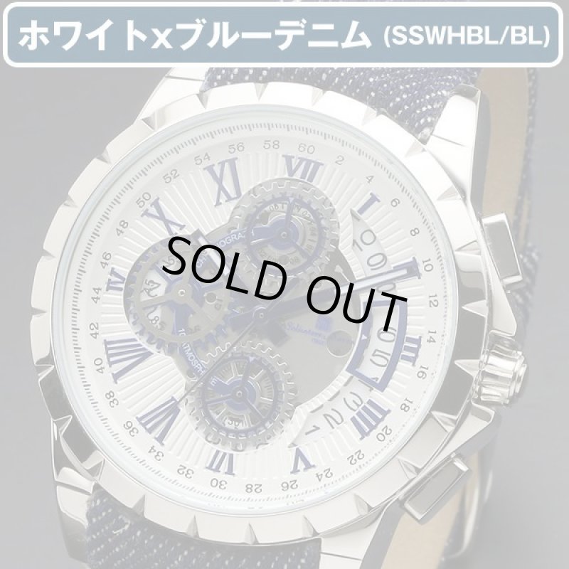 画像8: デニムベルト&歯車デザインSalavatore Marraサルバトーレマーラクロノグラフウォッチ「SM13119D」 (8)