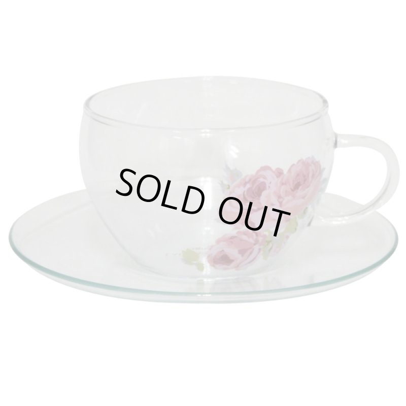 画像2: LAURA ASHLEYローラアシュレイ「クチュールローズ・ガラスカップ＆ソーサー」ペアセット　 (2)