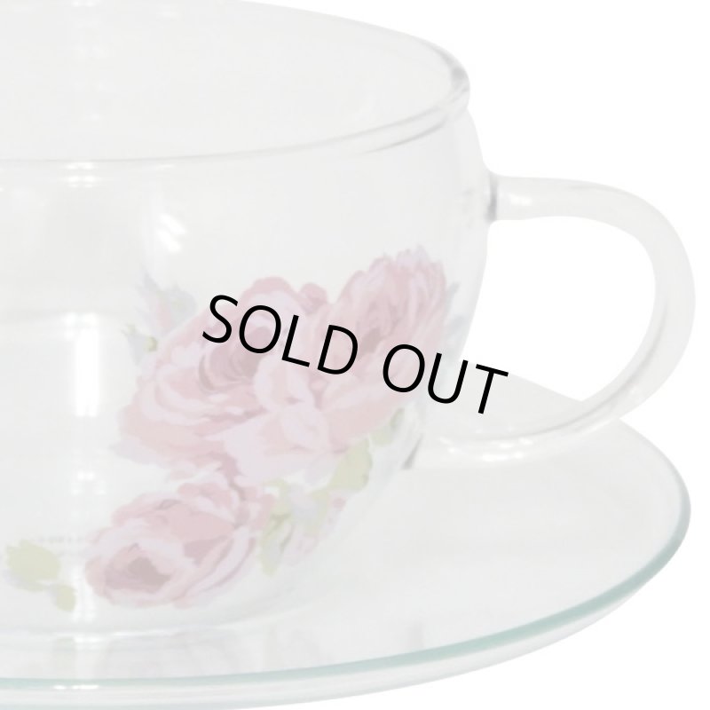 画像3: LAURA ASHLEYローラアシュレイ「クチュールローズ・ガラスカップ＆ソーサー」ペアセット　 (3)