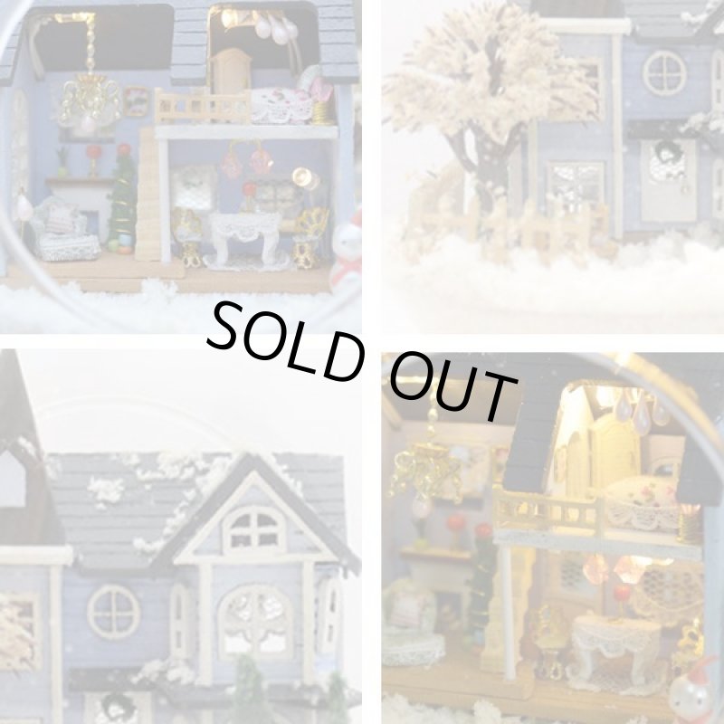 画像5: ガラスボールの中のミニチュアハウス「雪ハウス/BLUE」[デザインフック付] (5)