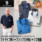画像1: SALOON EXPRESS(サルーンエクスプレス)ストライプ柄ハーフジップ5分袖シャツ3色組 (1)