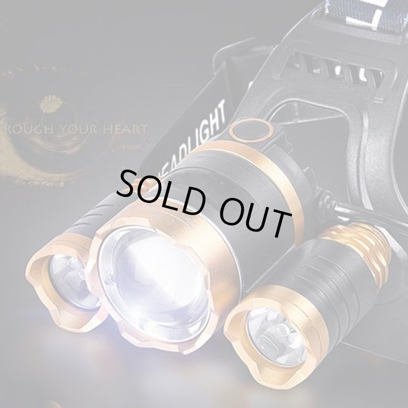 画像2: 300m照射3灯ズームヘッドライト (2)