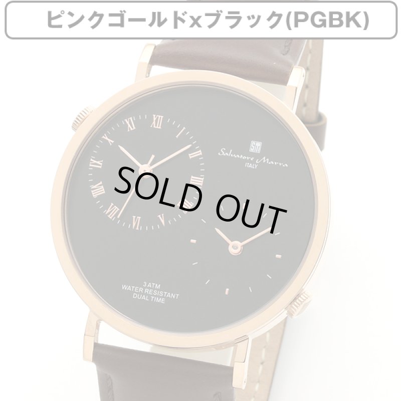 画像4: デュアルタイム＆レザーベルトSalavatore Marraサルバトーレマーラメンズクォーツウォッチ「SM19103」 (4)