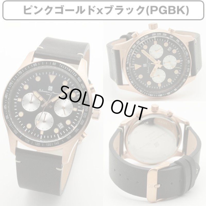 画像9: レザーベルト&10気圧防水Salavatore Marraサルバトーレマーラクロノグラフウォッチ「SM19101」 (9)