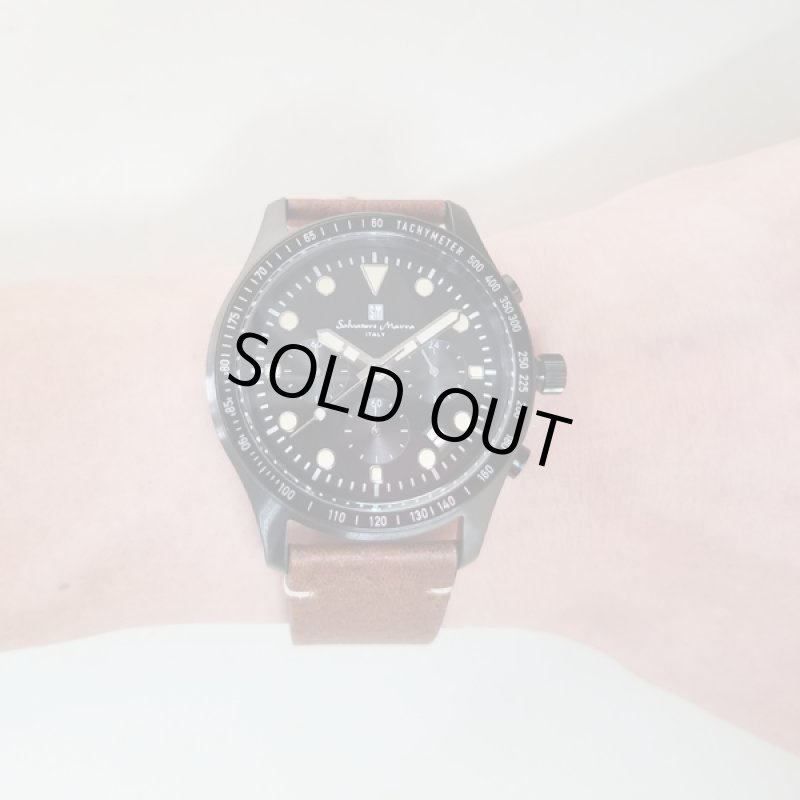 画像2: レザーベルト&10気圧防水Salavatore Marraサルバトーレマーラクロノグラフウォッチ「SM19101」 (2)