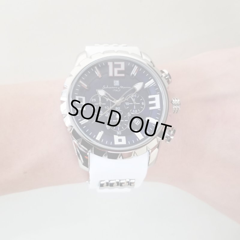 画像2: ホワイトラバーベルト&10気圧防水Salavatore Marraサルバトーレマーラクロノグラフウォッチ「SM15107」 (2)