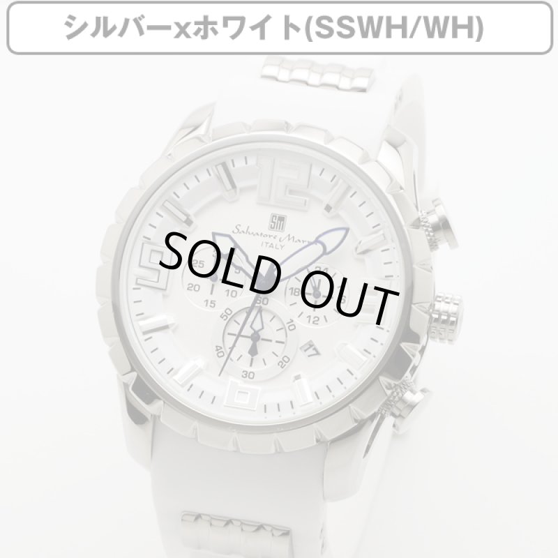 画像13: ホワイトラバーベルト&10気圧防水Salavatore Marraサルバトーレマーラクロノグラフウォッチ「SM15107」 (13)