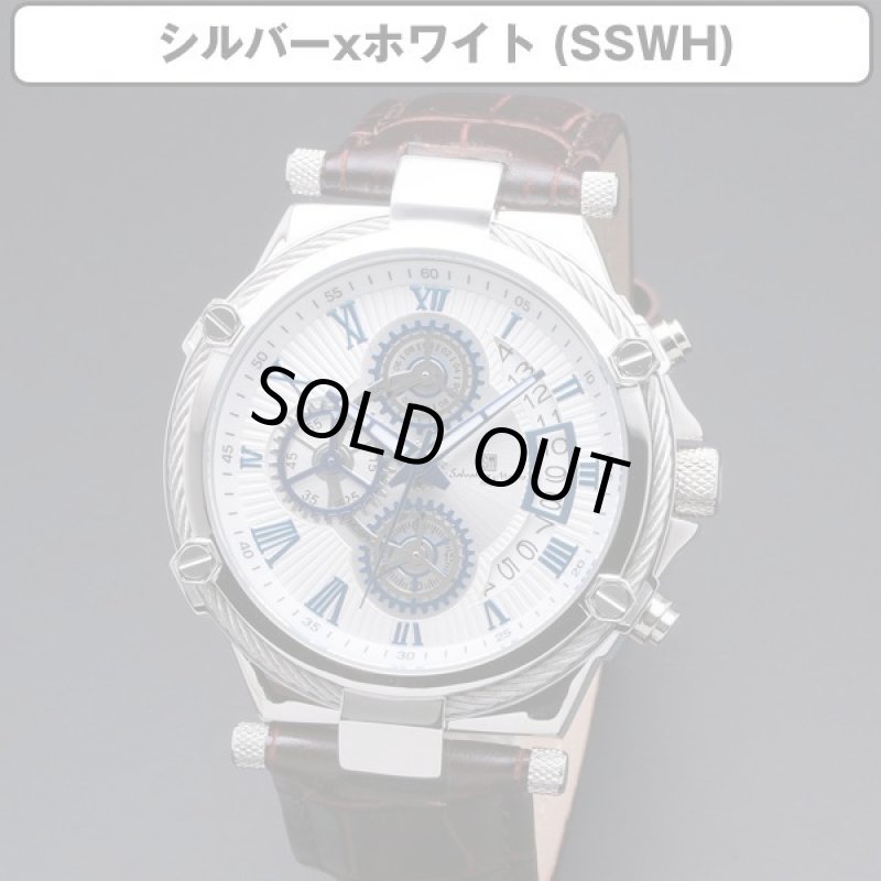 画像7: レザーベルト＆ギアデザインSalavatore Marraサルバトーレマーラクロノグラフウォッチ (7)