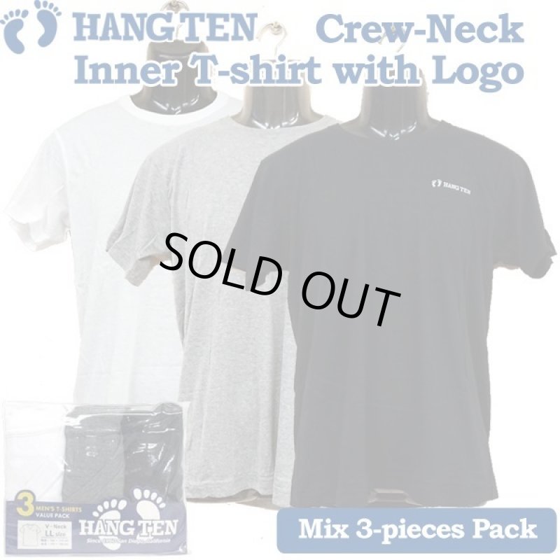 画像1: HANGTENロゴ入りインナーTシャツ３色パック(クルーネックミックス３色パック） (1)