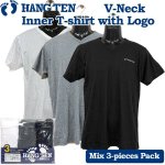 画像1: HANGTENロゴ入りインナーTシャツ３色パック(Vネックミックス３色パック） (1)