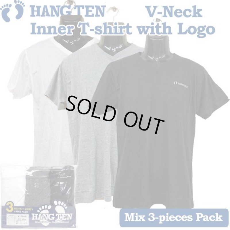 画像1: HANGTENロゴ入りインナーTシャツ３色パック(Vネックミックス３色パック） (1)