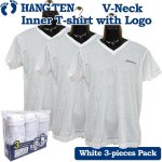 画像1: HANGTENロゴ入りインナーTシャツ３枚パック(Vネックホワイト３枚パック） (1)