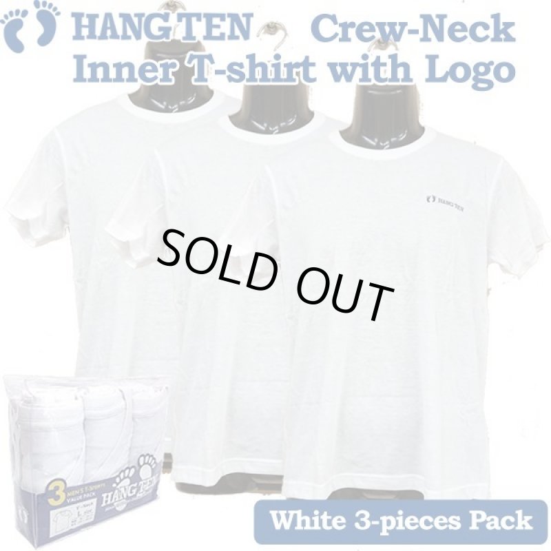 画像1: HANGTENロゴ入りインナーTシャツ３枚パック(クルーネックホワイト３枚パック） (1)