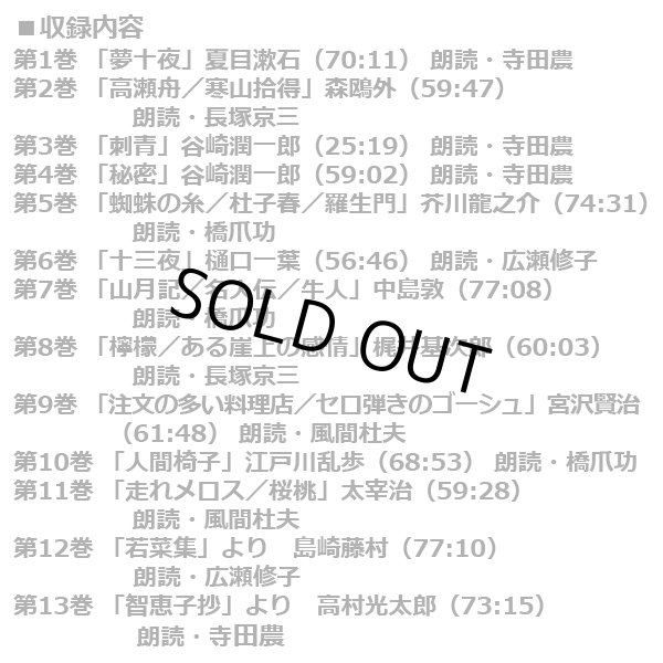 豪華名優と文化人が熱演！「朗読で味わう文豪の名作CD13枚組」SW-CDBM