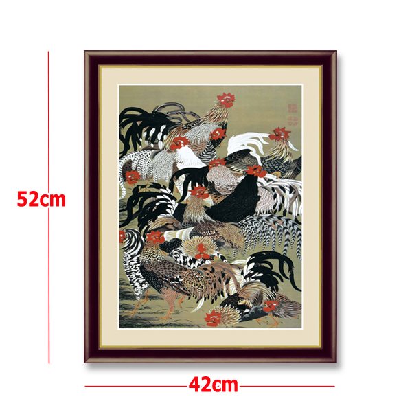 名画の世界 額絵シリーズ「群鶏図」伊藤若冲DEME-222-3