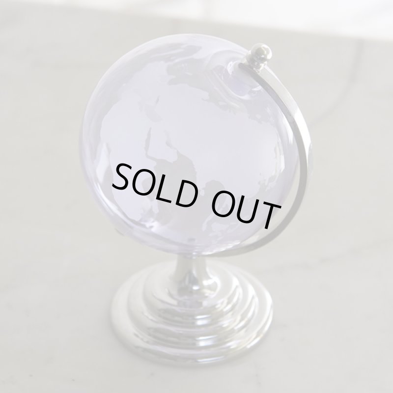 画像2: インテリアガラス地球儀ライトパープル (2)