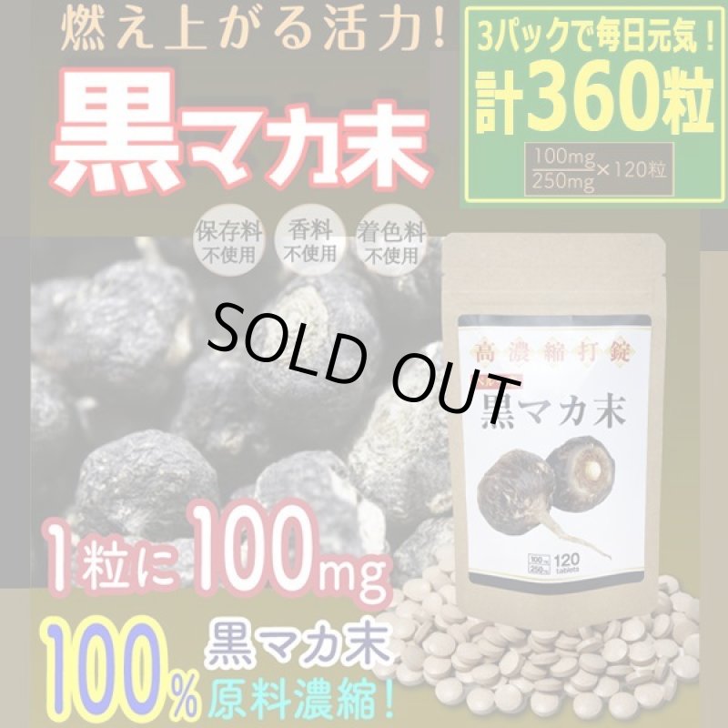 画像1: 高品質希少黒マカで活力向上！高濃縮打錠黒マカ末[3パック/計360粒] (1)