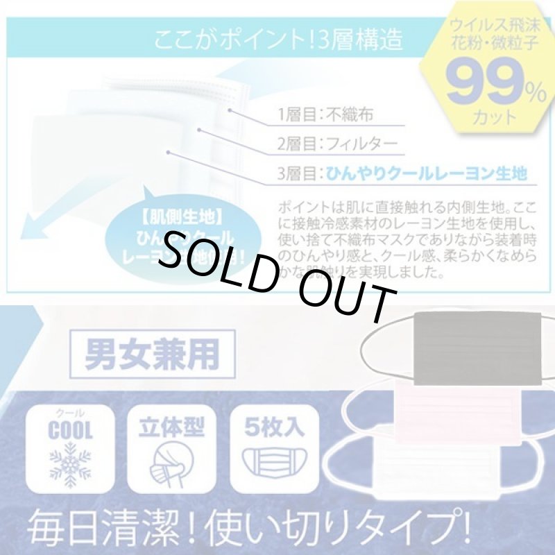 画像4: 新開発！不織布なのに接触冷感！3層構造クールマスク[6パック/計30枚] (4)
