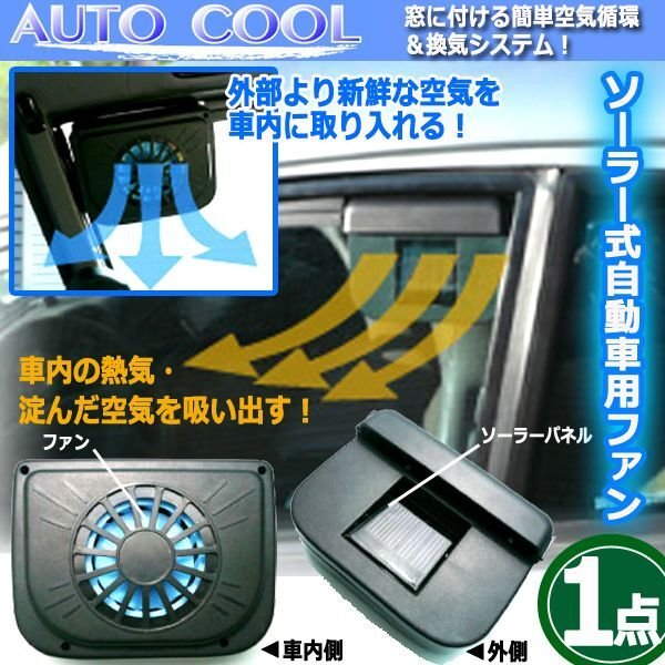 窓に付ける簡単空気循環＆換気システム！ソーラー式自動車用ファン[1点