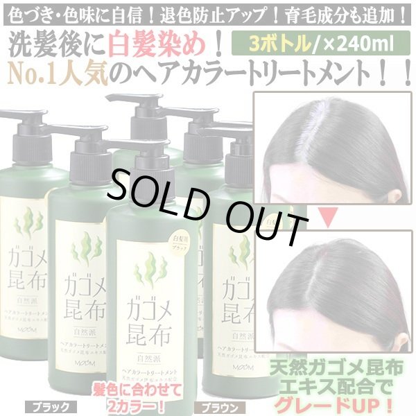 色づき 色味に自信 退色防止アップ ガゴメ昆布白髪染めヘアカラートリートメント240ml 3ボトル
