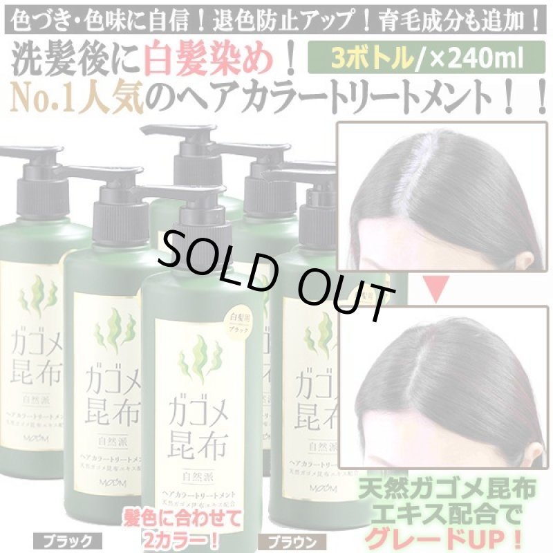 画像1: 色づき・色味に自信！退色防止アップ！ガゴメ昆布白髪染めヘアカラートリートメント240ml[3ボトル] (1)