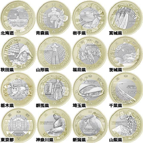 地方自治法施行60周年記念貨幣「造幣局発行 五百円バイカラー・クラッド貨幣 47都道府県セット」