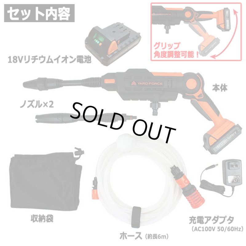 画像7: YARD FORCE18Vコードレス強水圧ガンタイプ洗浄機 (7)