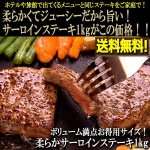 画像1: ボリューム満点お得用サイズ！柔らかサーロインステーキ1kg (1)