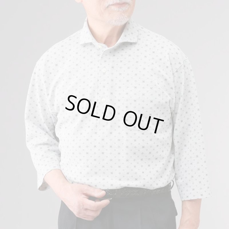 画像2: mij(エムアイジェイ)小紋柄鹿の子7分袖シャツ2色組 (2)