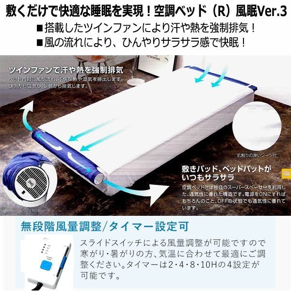 体の下に風が吹き抜け寝苦しさ解消！空調ベッド風眠Ver.3（専用シーツ