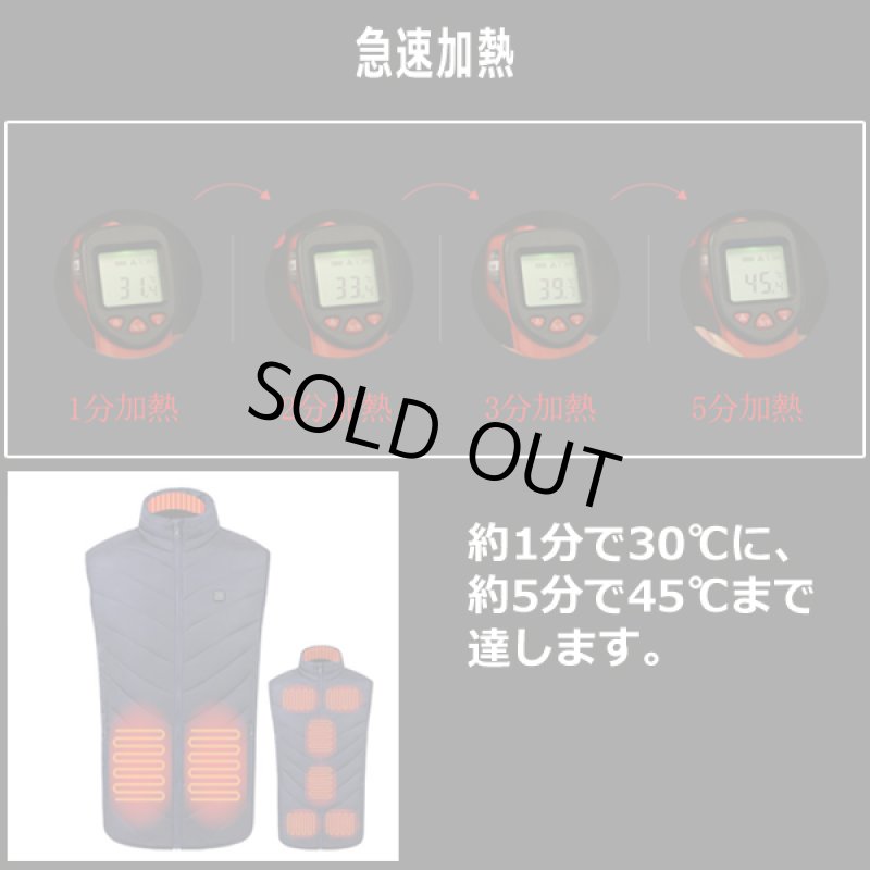 画像4: 速暖!9枚ヒーター3段調温電熱ベストよりどり2枚セット (4)