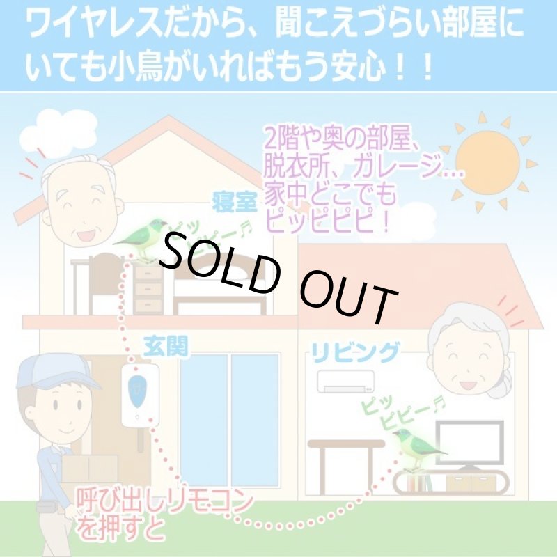 画像2: 配線不要!緑の小鳥のなかよしペアチャイムセット (2)