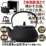 画像1: 岩鋳南部鉄器IH対応鉄瓶兼用急須5型（新アラレ模様/0.65L） (1)