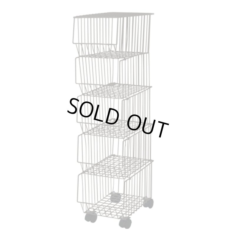 画像7: 積み重ね連結できるスタッキングスチールバスケット5段 (7)