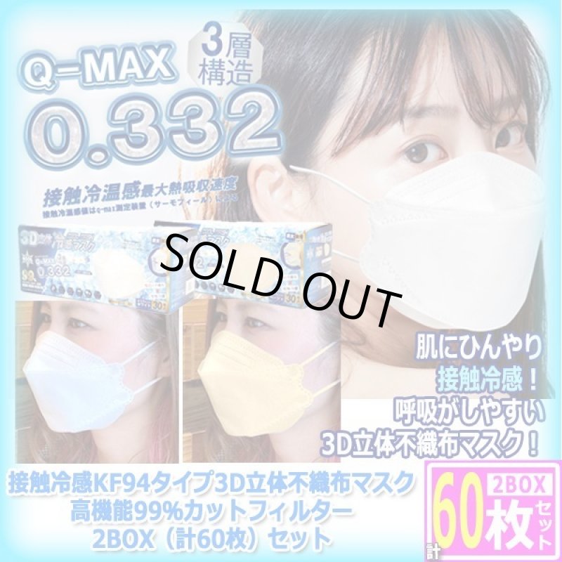 画像9: 送料無料！接触冷感KF94タイプ3D立体不織布マスク高機能99％カットフィルター2BOX（計60枚）セット (9)