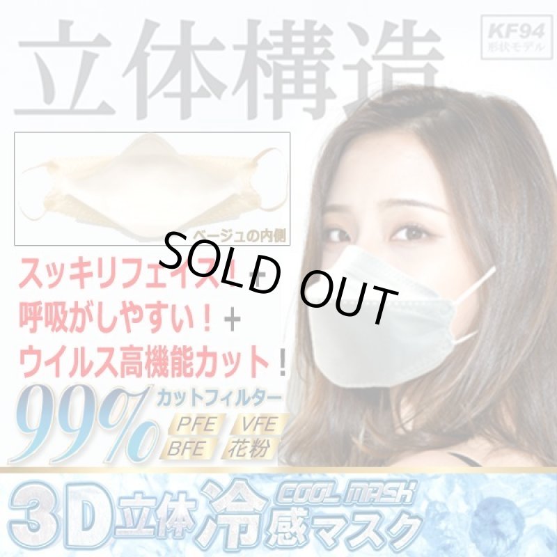 画像3: 送料無料！接触冷感KF94タイプ3D立体不織布マスク高機能99％カットフィルター2BOX（計60枚）セット (3)