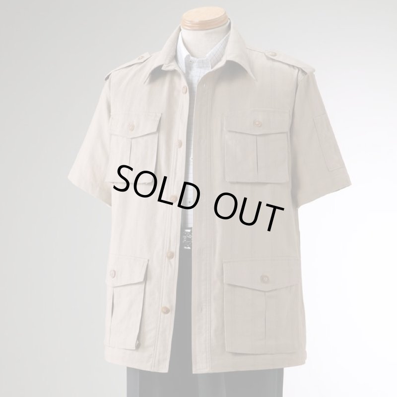 画像7: Pierucci(ピエルッチ)麻混半袖サファリジャケット (7)